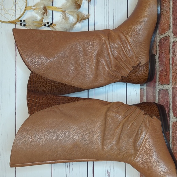 Vintage Etienne Aigner Designer Croc Alligator Leather 80's Women's Boots 8.5 - Picture 5 of 16